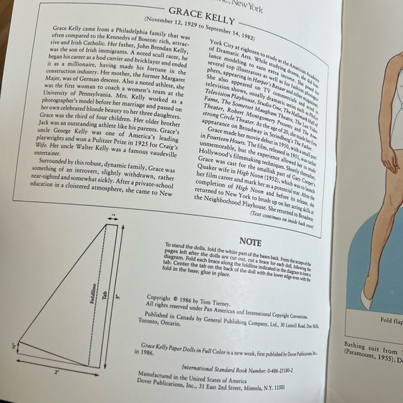 Grace Kelly Paper Dolls in Full Color by Tom Tierney uncut - Picture 6 of 7